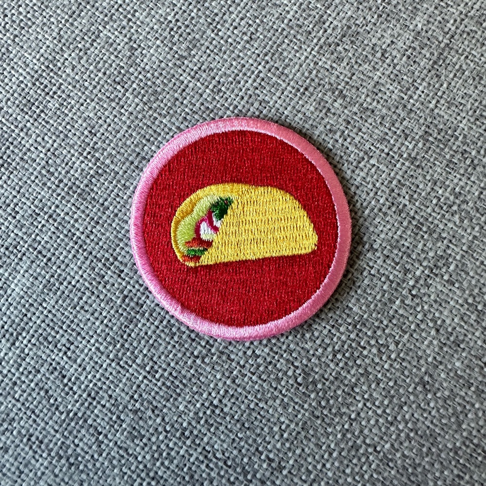 NWOT Iron-On Girl Scout-Style Embroidered Taco Patch (Unisex)
